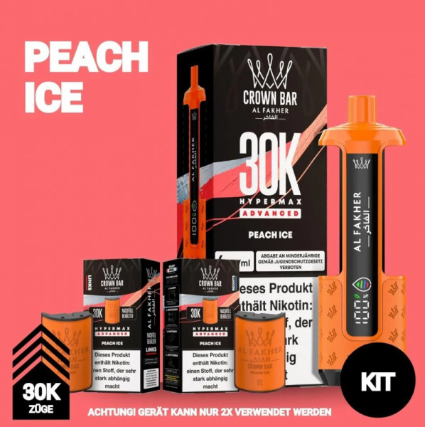 Al Fakher Peach Ice Crown Bar Hypermax 30k Podkit 22 ml