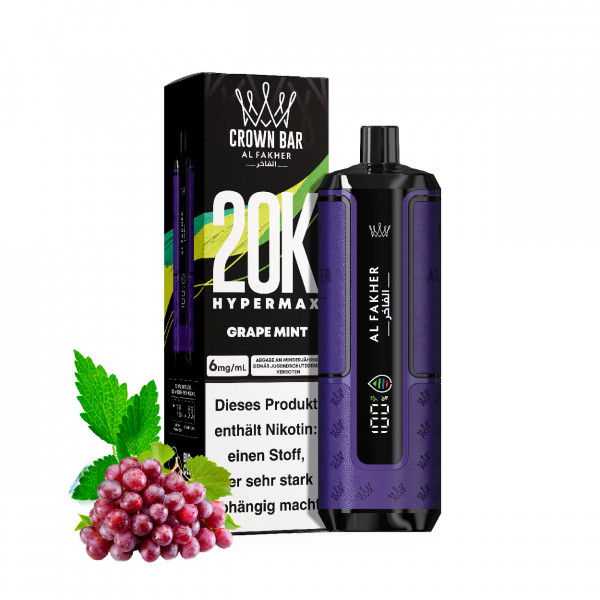 Al Fakher Grape Mint 6mg/ml - Crown Bar Hypermax 20k Podkit 22 ml