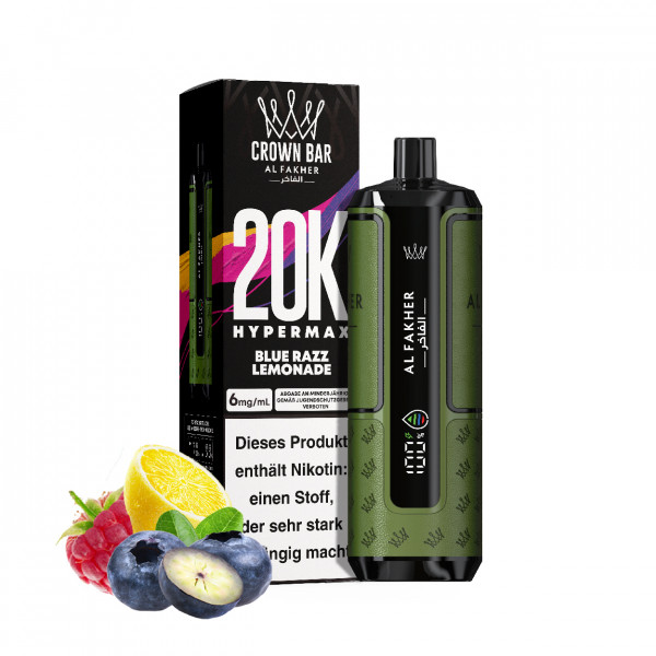 Al Fakher Blue Razz Lemonade 6mg/ml - Crown Bar Hypermax 20k Podkit 22 ml