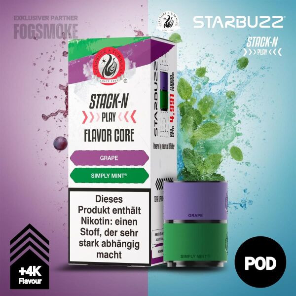 Starbuzz Stack-N Play Pod - Grape + Simply Mint 4 ml