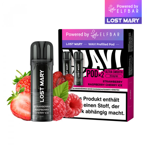 Elf Bar Lost Mary WAVI Prefilled Pod - Strawberry Raspberry Cherry Ice 2er