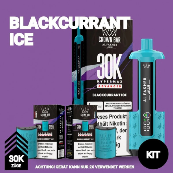 Al Fakher Blackcurrant Ice Crown Bar Hypermax 30k Podkit 22 ml