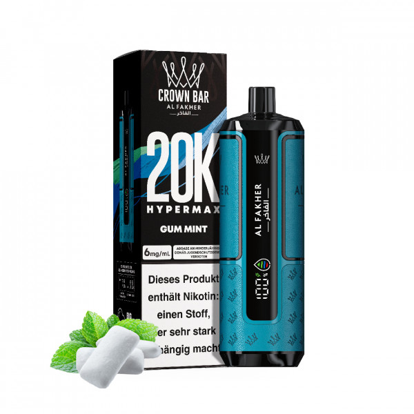 Al Fakher Gum Mint 6mg/ml - Crown Bar Hypermax 20k Podkit 22 ml